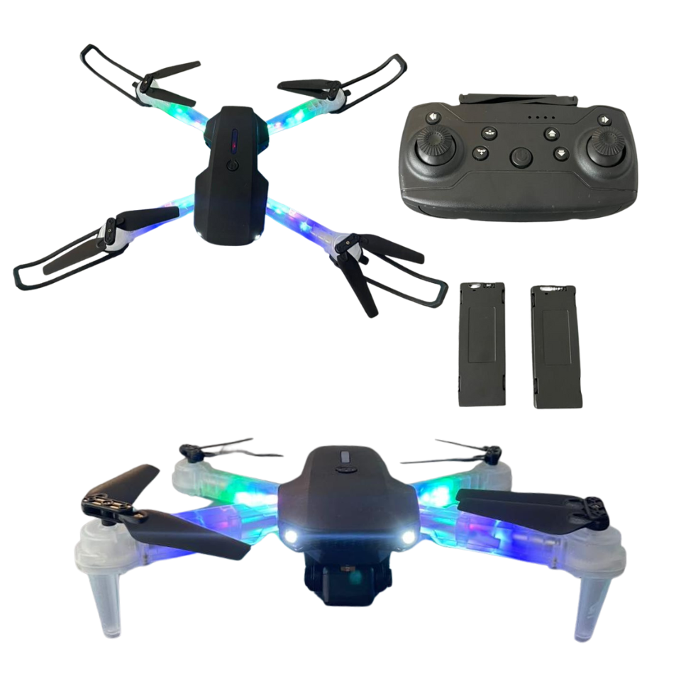 DRON CON LUCES DOBLE BATERIA